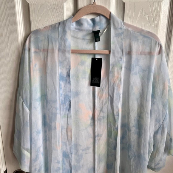 NWT Wild Fable Tie Dye Kimono Cover Up Duster Lightweight OSFM - Picture 2 of 9